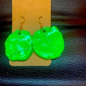 Handmade polymer clay green earrings